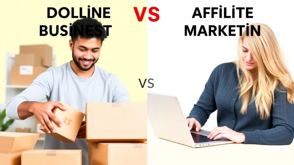 Dropshipping vs Affiliate Marketing comparison image