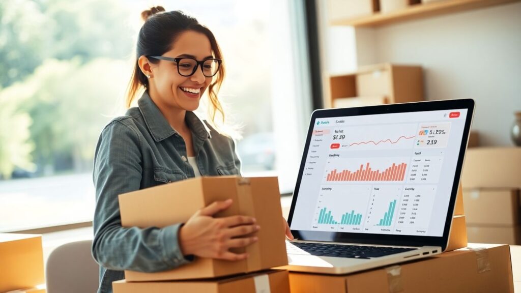 Dropshipping success with online orders and sales.