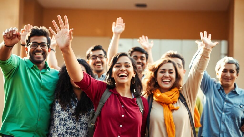 People celebrating success and personal growth.