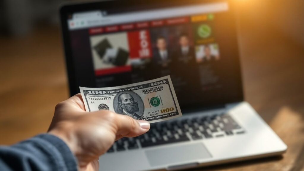 $100 bill and e-commerce interface for dropshipping guide.