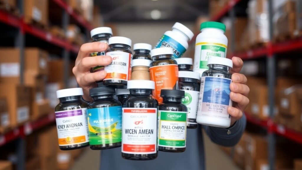 Dropshipping supplements without inventory, product variety.