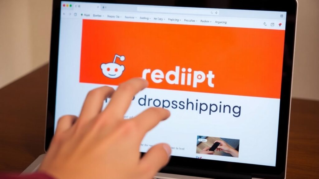 BHIP Dropshipping Reddit interface on a laptop screen.
