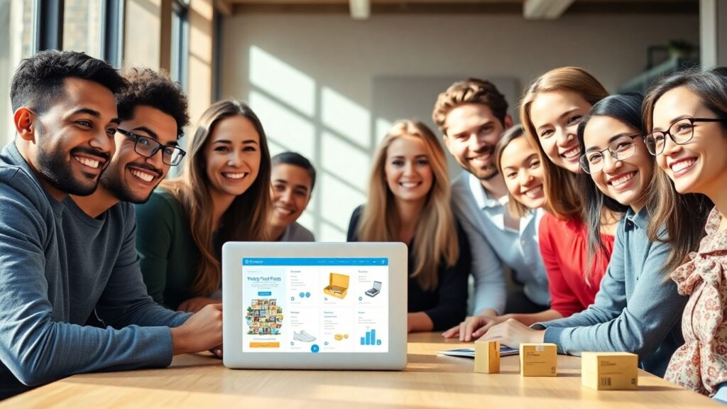 People at a free dropshipping seminar looking successful.